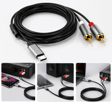 USB-C to 2x RCA Audio Cable 2m for iPhone, Galaxy, MacBook