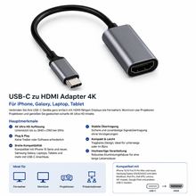 USB-C zu HDMI Adapter 4K für iPhone Galaxy Laptop Tablet