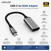 USB-C zu HDMI Kabel 4K UHD für Samsung, Huawei, Sony, Xiaomi, TV-Geräte