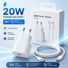Original Apple 20W & 40W USB-C Schnellladegerät mit Ladekabel für iPhone 17/16/15/14/13/12