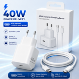 Original Apple 20W & 40W USB-C Schnellladegerät mit Ladekabel für iPhone 17/16/15/14/13/12