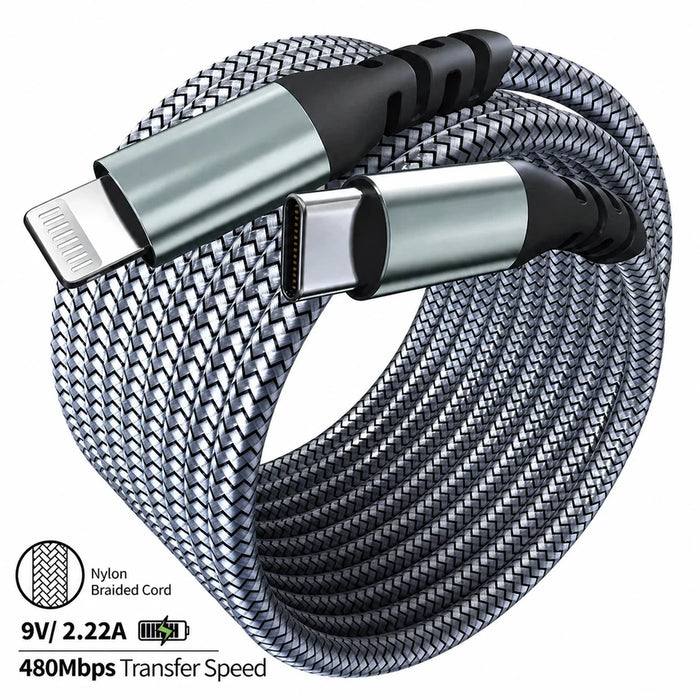 USB-C auf 8-Pin Kabel 3m 27W Schnellladen Nylon für iPhone iPad Datenkabel
