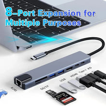 USB-C Hub 8in1 Premium Aluminium 4K HDMI LAN RJ45 PD für MacBook iPad